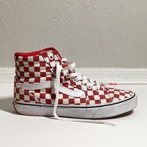 Red Checkered Vans Sk8 Hi